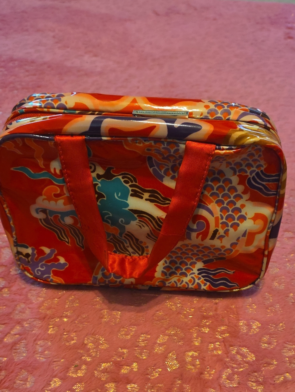 Vivienne Tam Red Dragon-Print Cosmetic Carry Bag